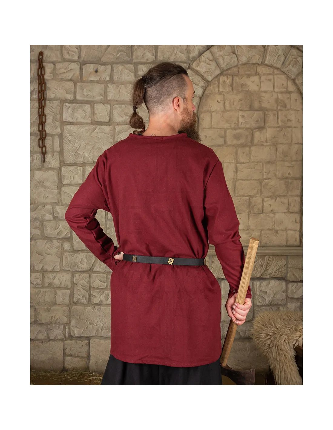 Túnica medieval algodón modelo Wolfram, burdeos