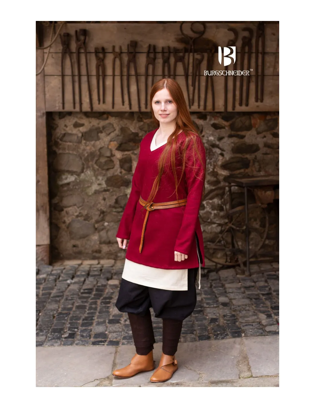 Túnica Medieval Hyria Roja en Lana