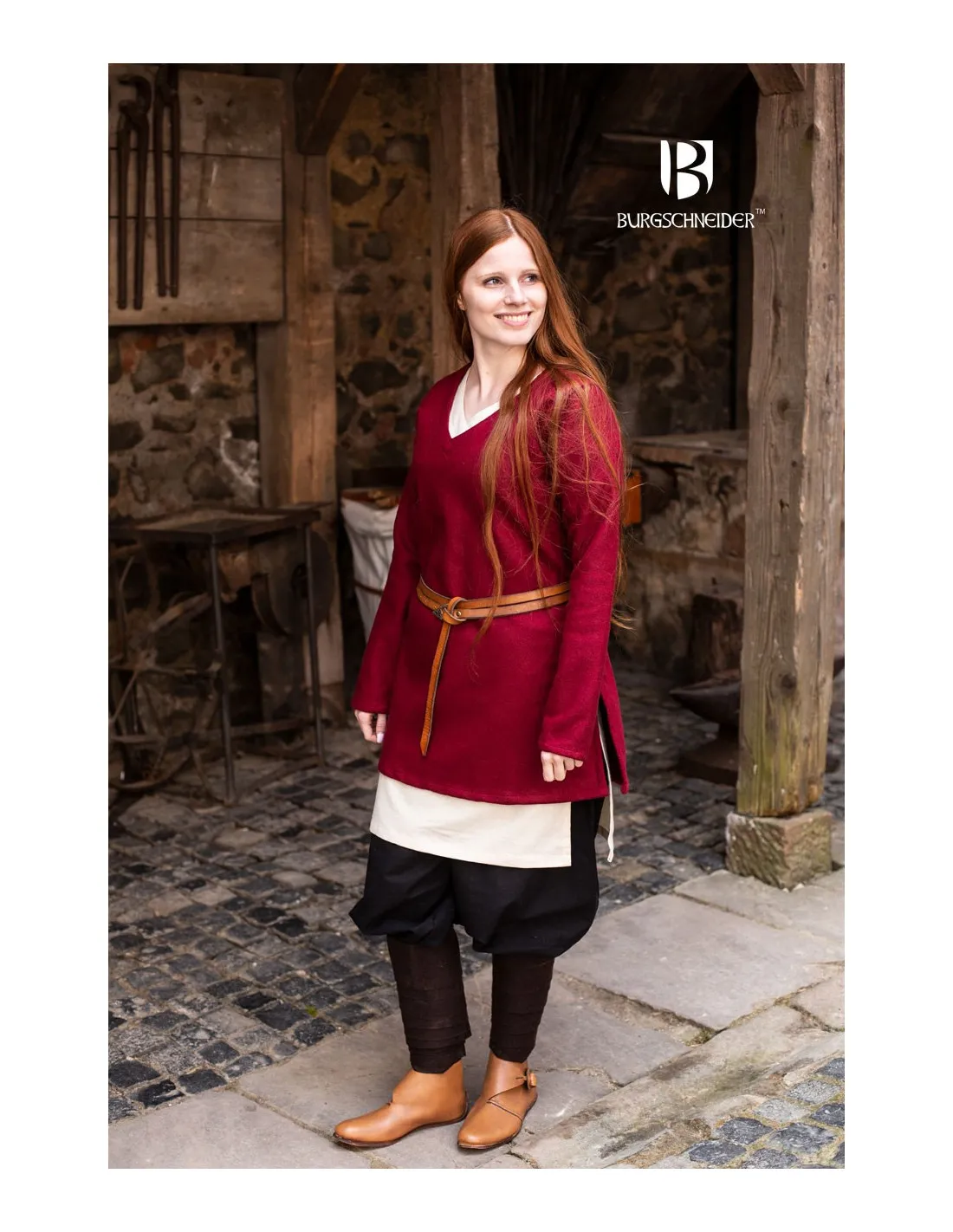 Túnica Medieval Hyria Roja en Lana
