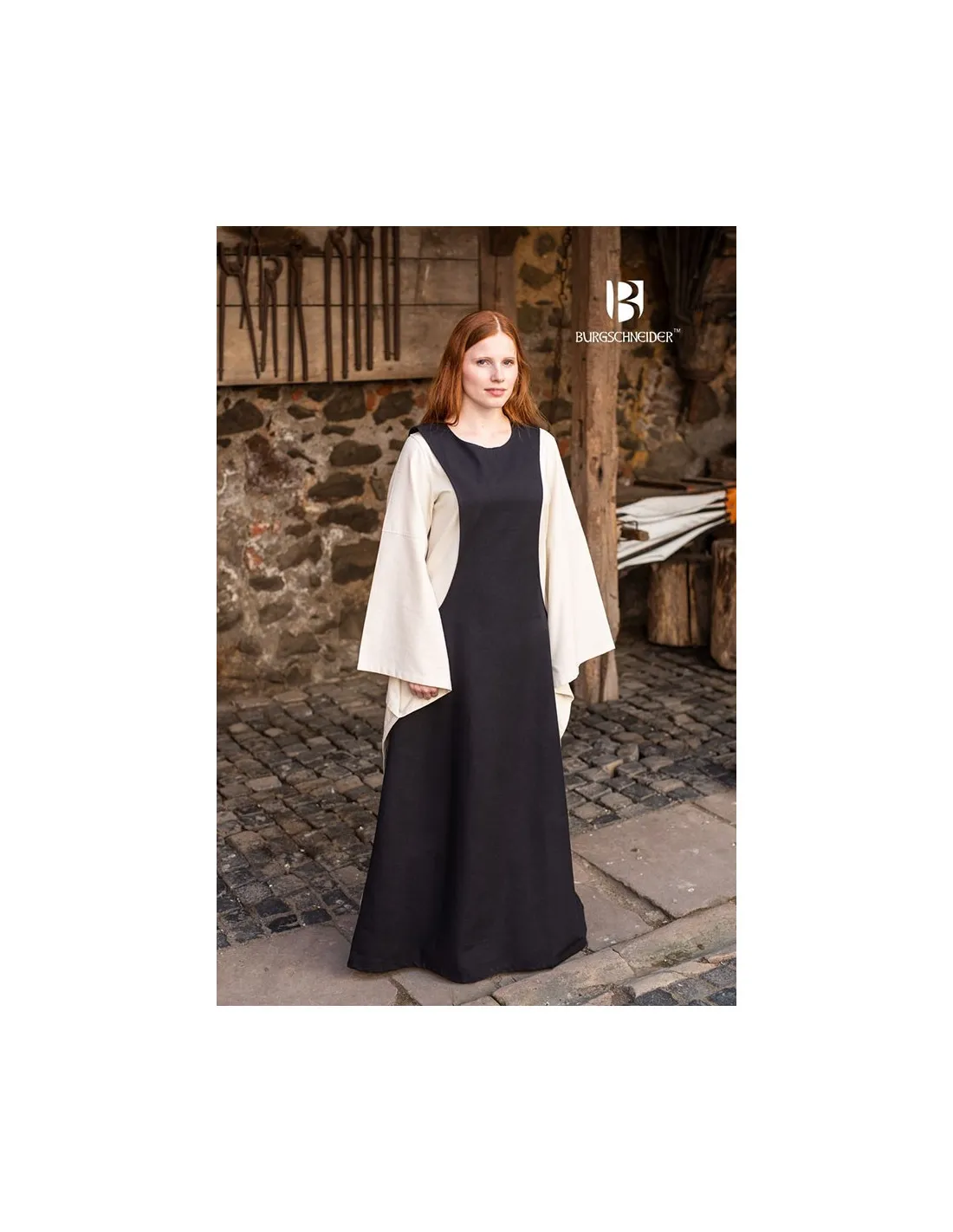 Túnica Medieval Mujer Isabella, color negro