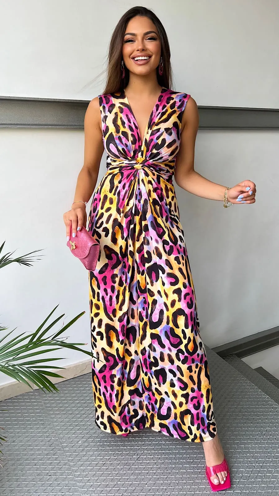 Vestido Animal Print Rosa