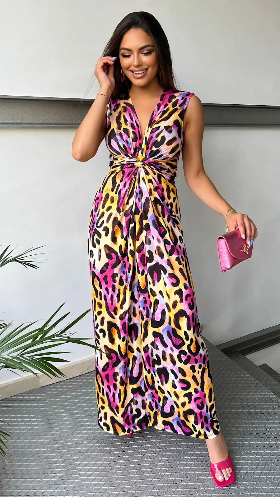 Vestido Animal Print Rosa