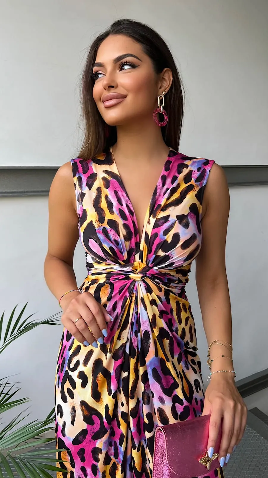 Vestido Animal Print Rosa