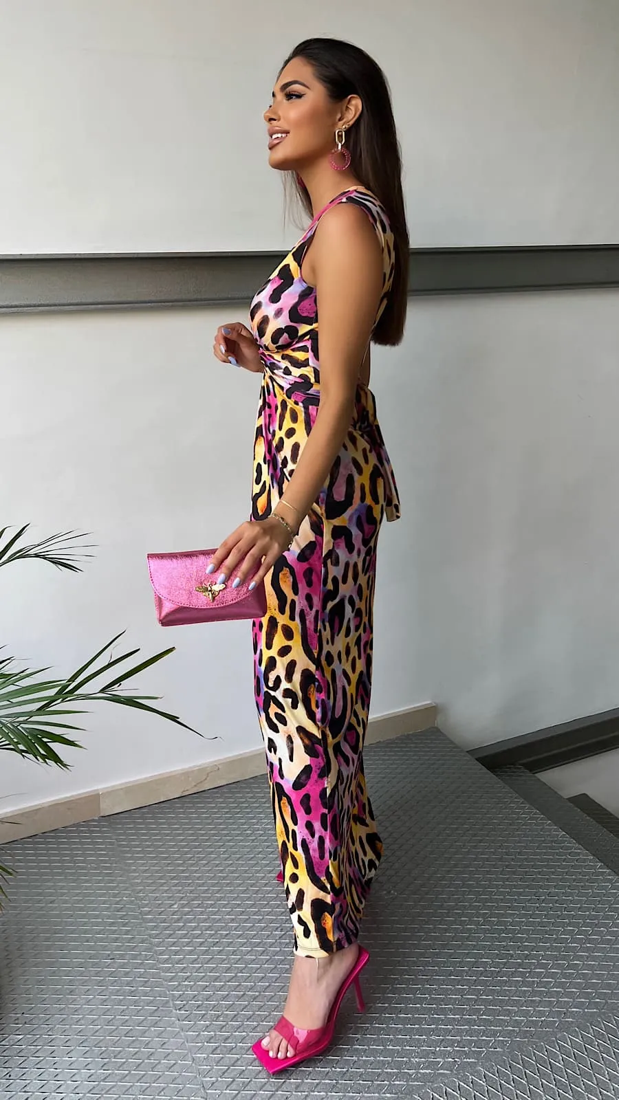Vestido Animal Print Rosa