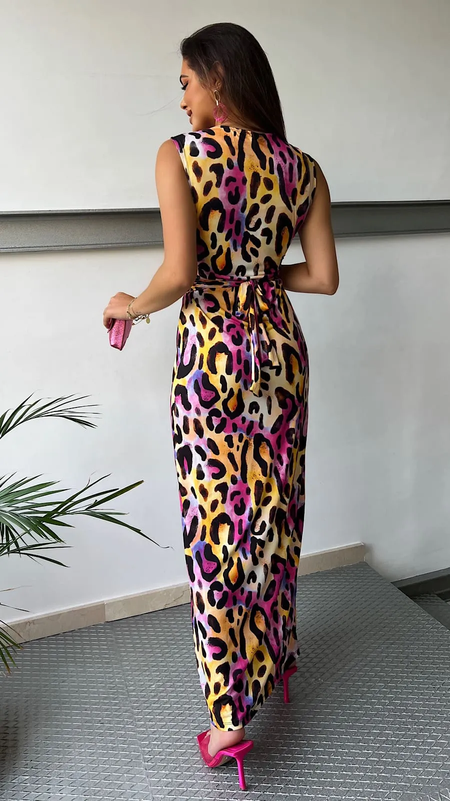 Vestido Animal Print Rosa
