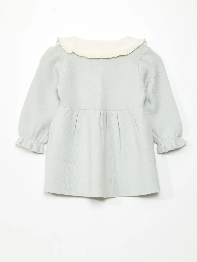 VESTIDO DE PUNTO LIGERO CON CUELLO BEBé  AZUL