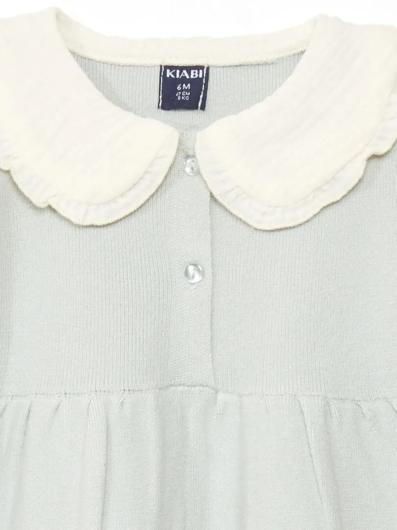 VESTIDO DE PUNTO LIGERO CON CUELLO BEBé  AZUL