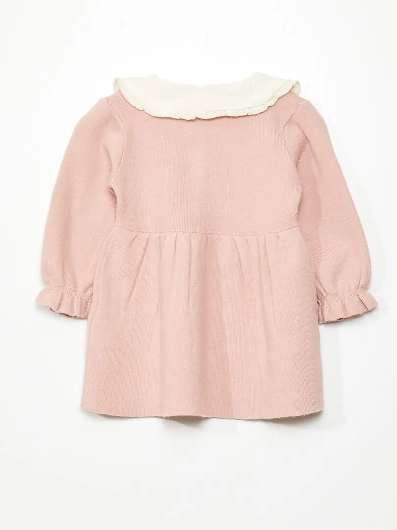 VESTIDO DE PUNTO LIGERO CON CUELLO BEBé  PURPURA
