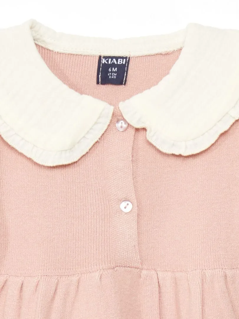 VESTIDO DE PUNTO LIGERO CON CUELLO BEBé  PURPURA