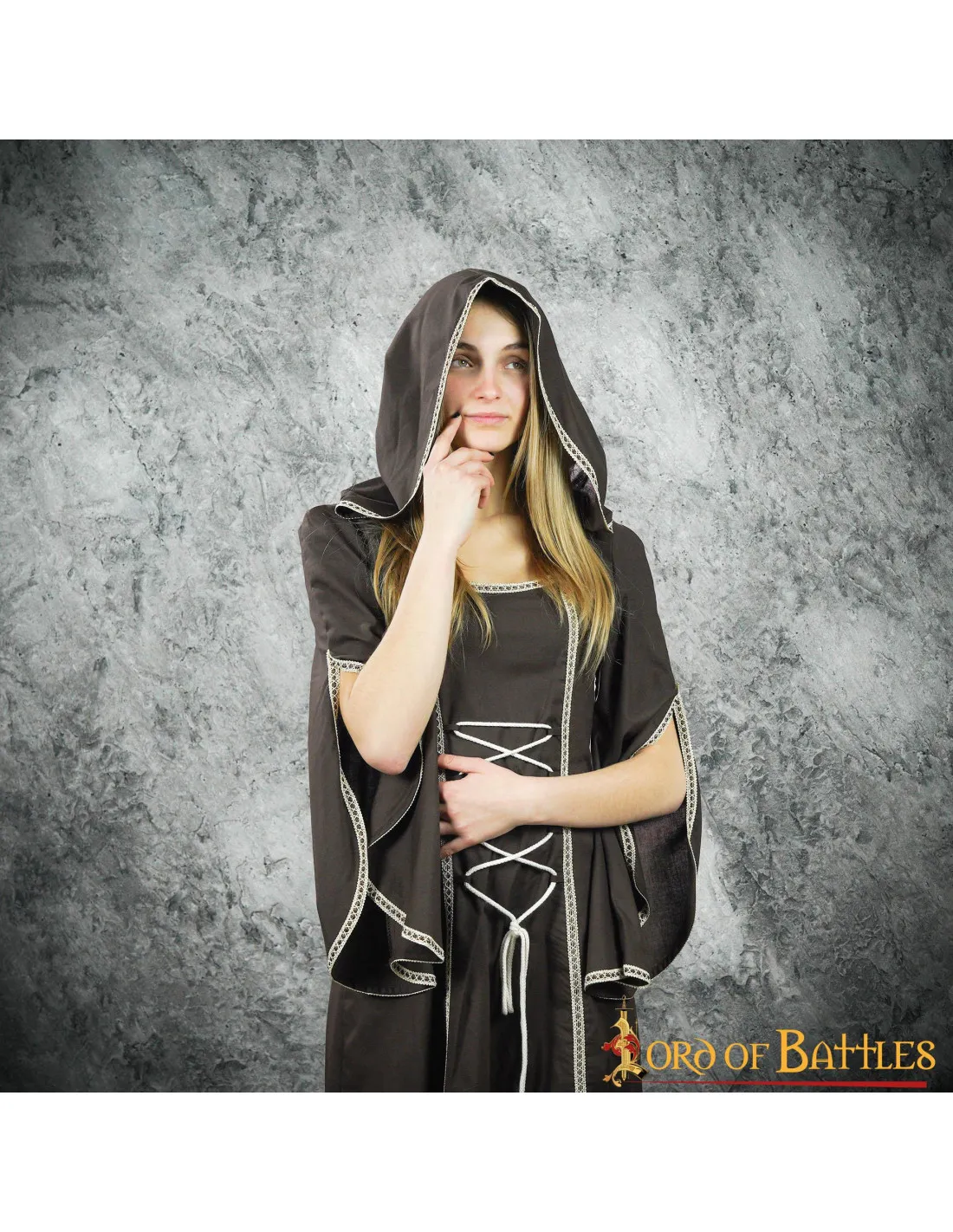 VESTIDO MEDIEVAL MUJER MORGANA  MARRóN