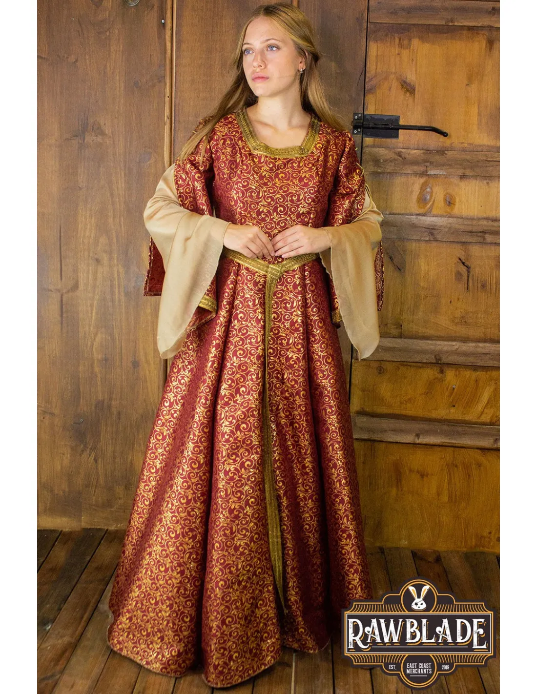 VESTIDO MEDIEVAL NOBLE AQUITANIA  ROJO