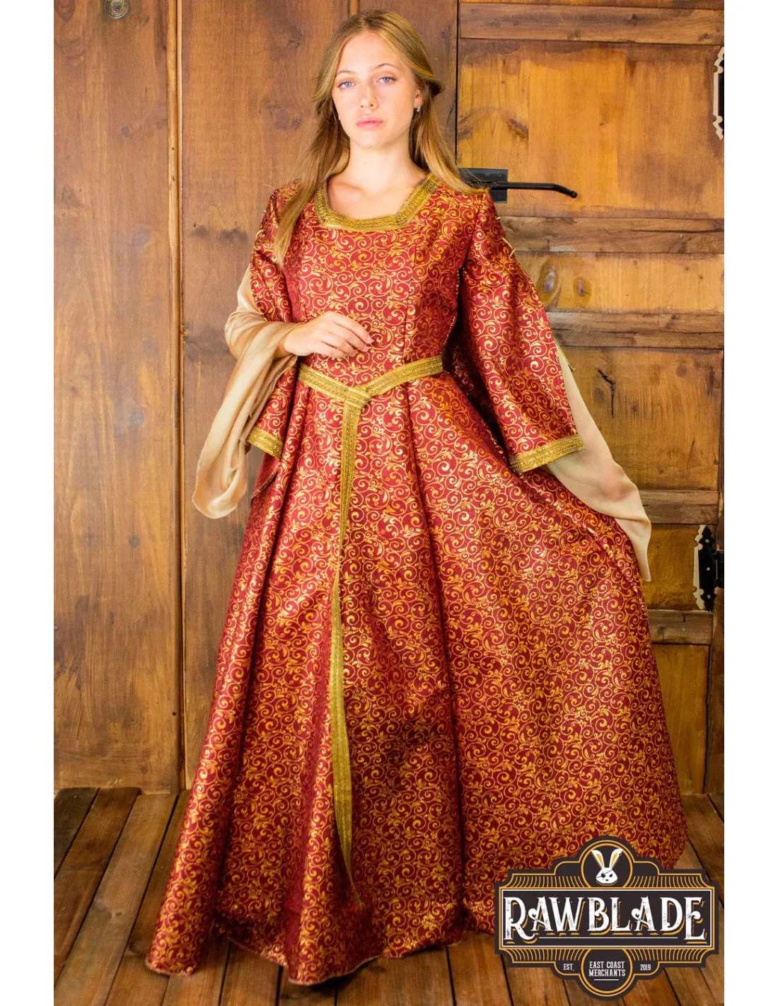 VESTIDO MEDIEVAL NOBLE AQUITANIA  ROJO