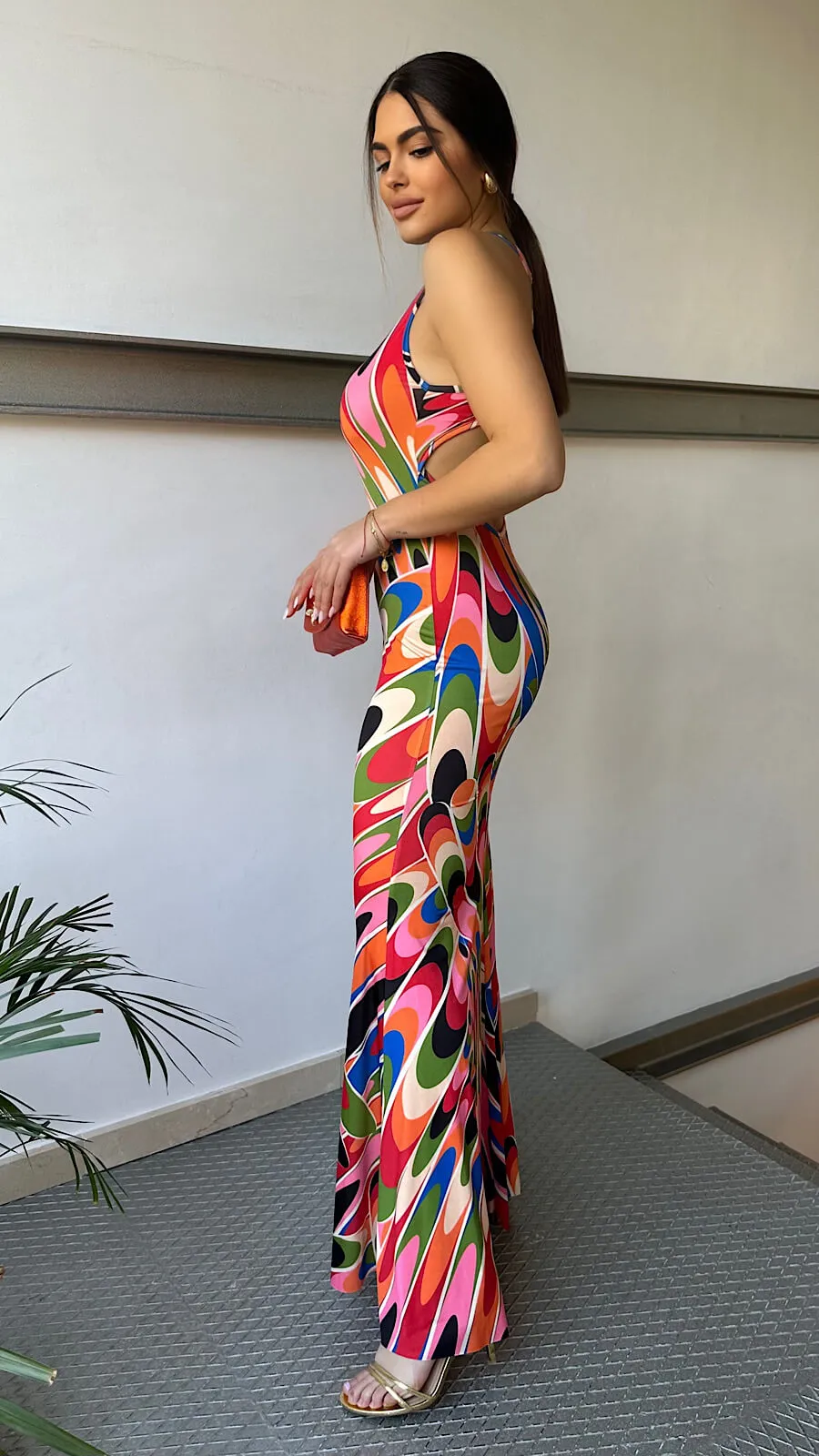 Vestido Multicolor Escote Espalda