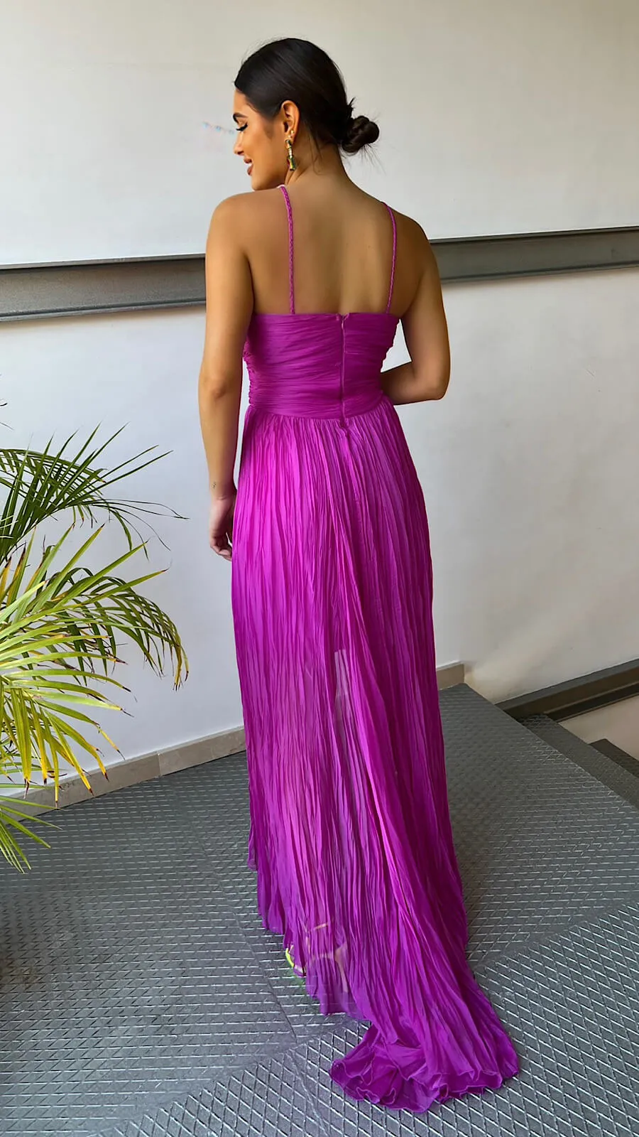 Vestido Tirante Trenzado Bajo Asimétrico + Fular