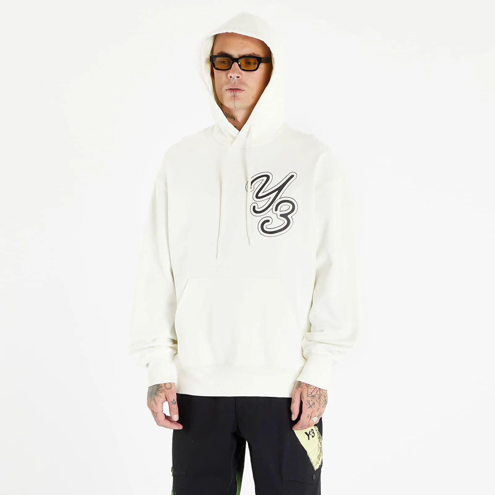 Y3 GRAPHIC LOGO HOODIE UNISEX OFF WHITE