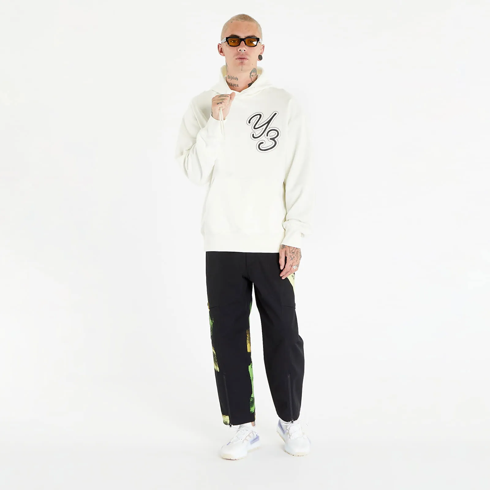 Y3 GRAPHIC LOGO HOODIE UNISEX OFF WHITE