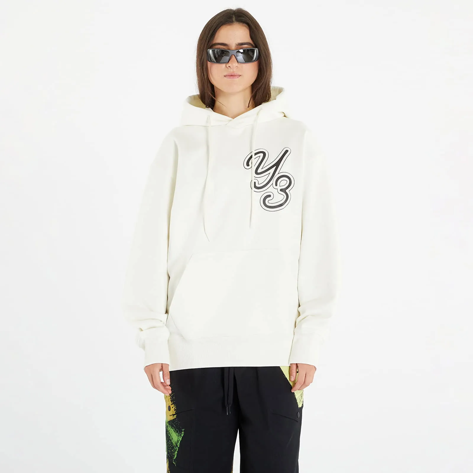 Y3 GRAPHIC LOGO HOODIE UNISEX OFF WHITE
