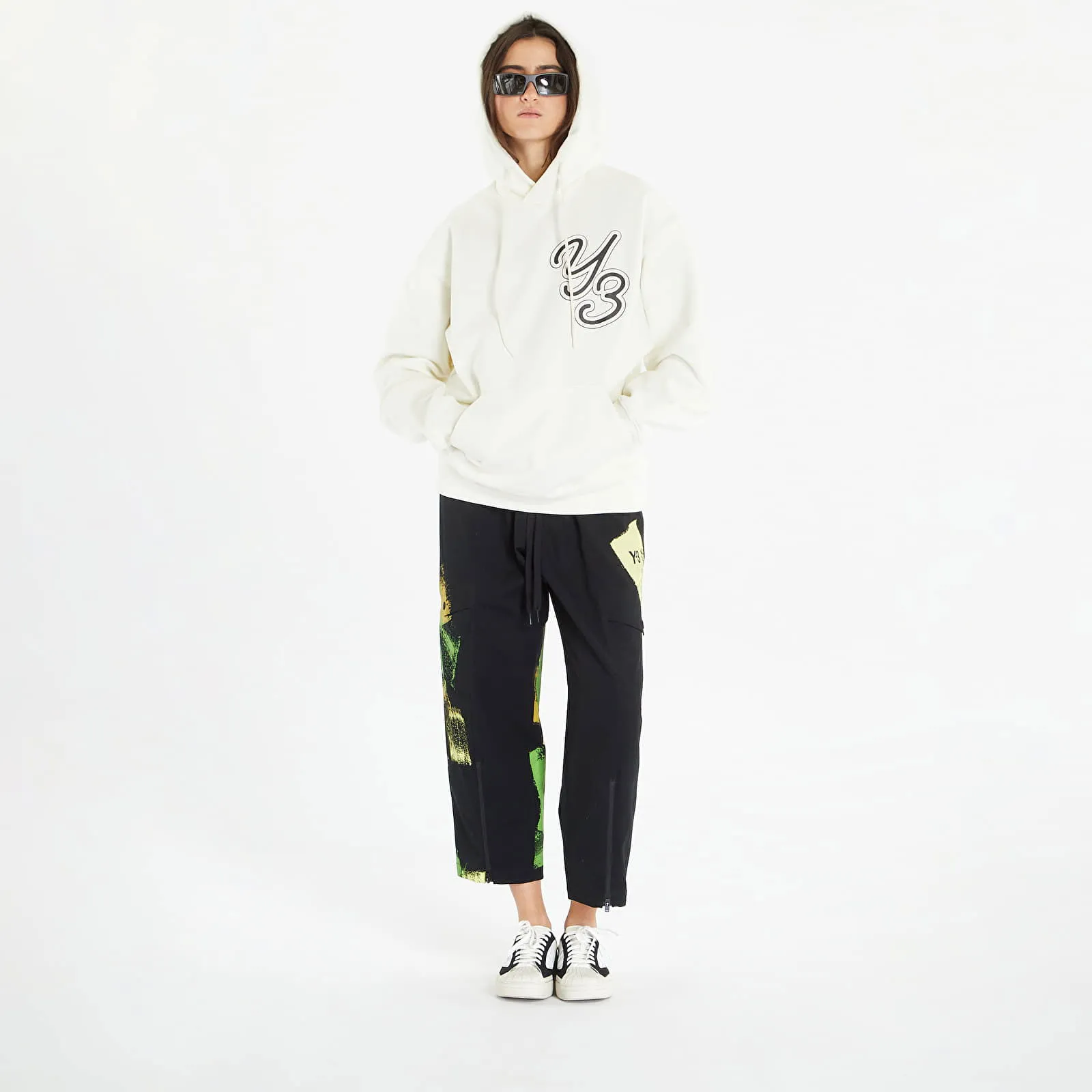 Y3 GRAPHIC LOGO HOODIE UNISEX OFF WHITE
