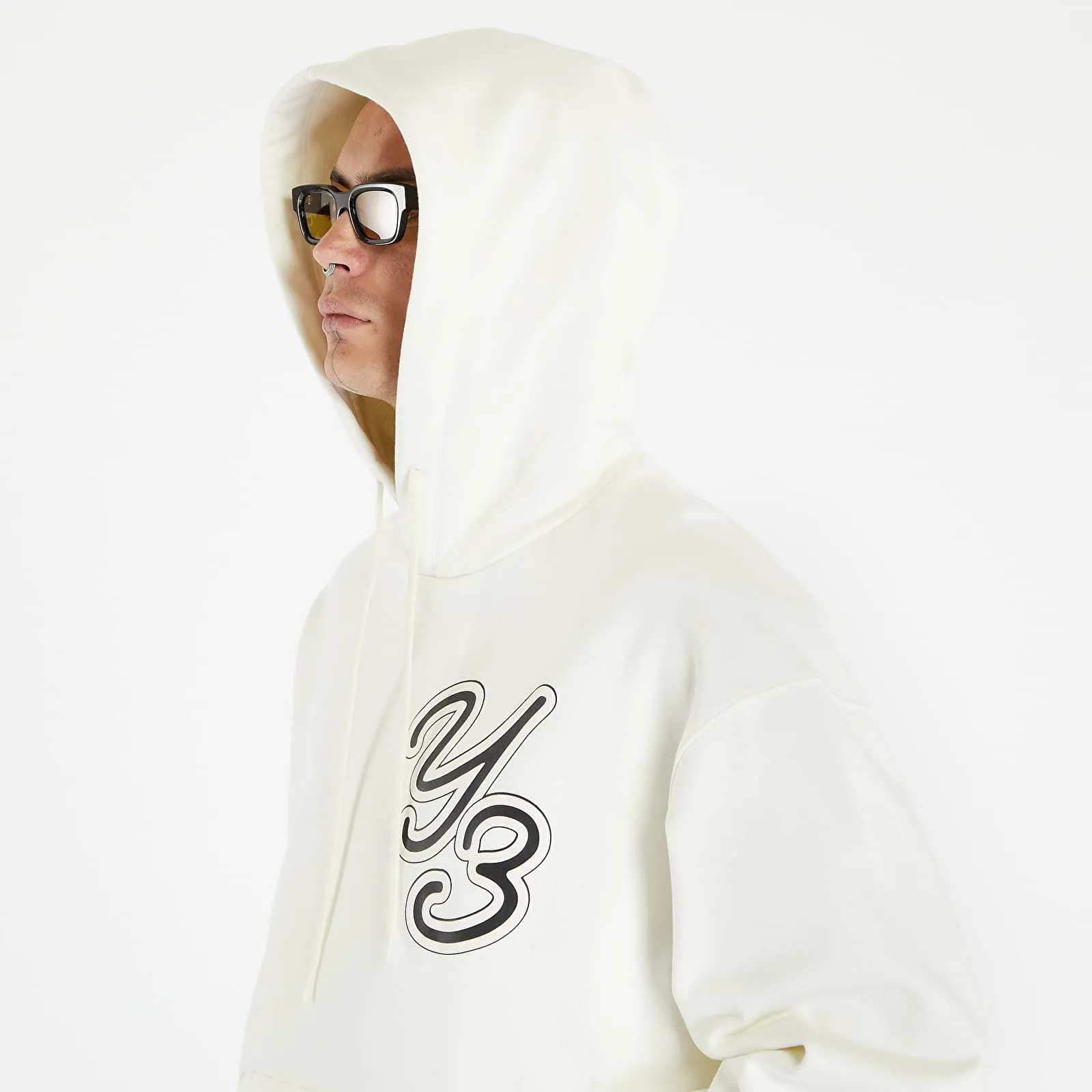 Y3 GRAPHIC LOGO HOODIE UNISEX OFF WHITE