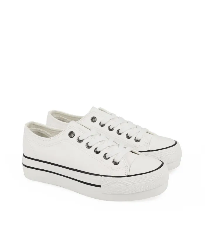 Zapatilla polipiel blanca con plataforma Chika10