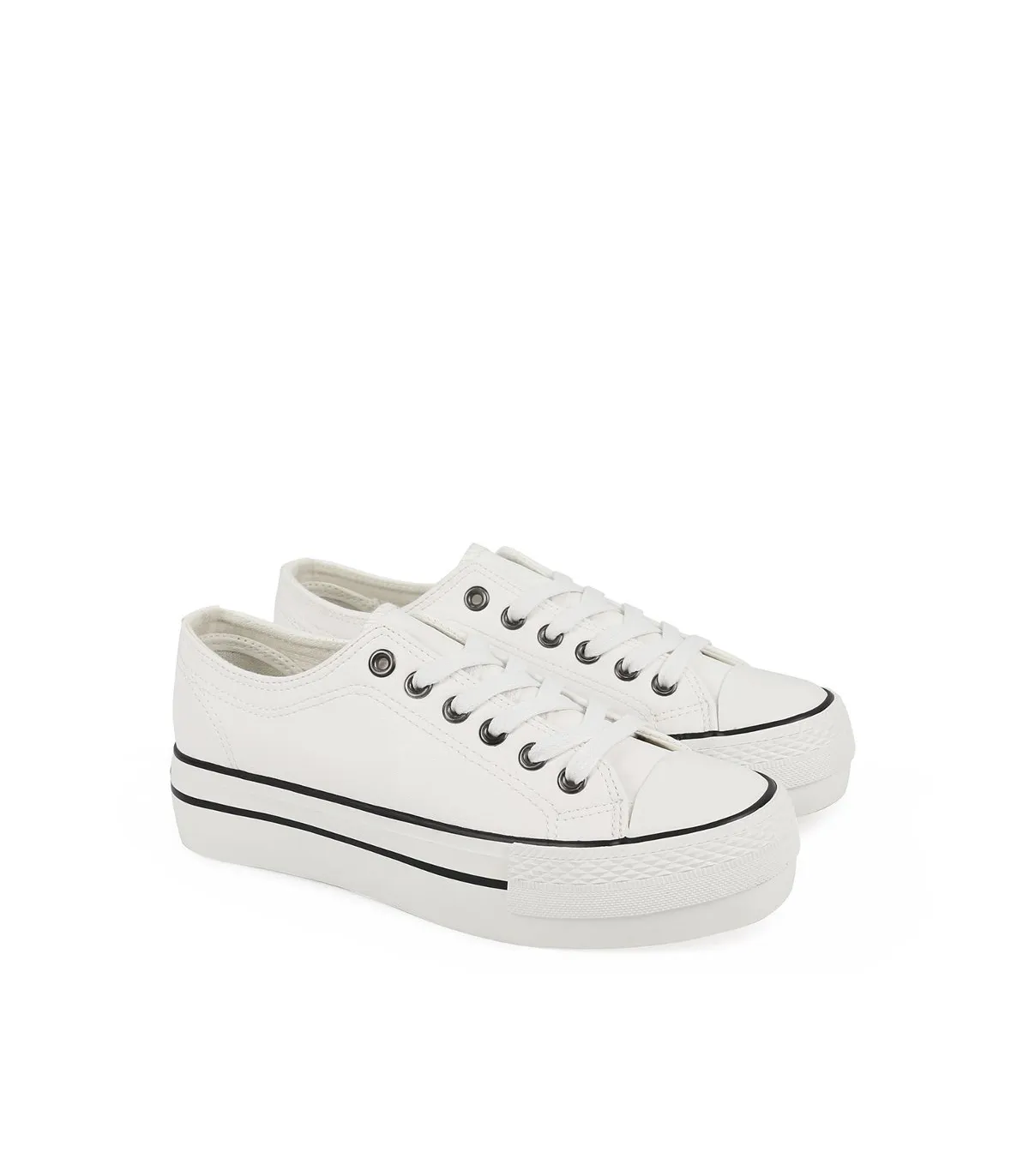 Zapatilla polipiel blanca con plataforma Chika10