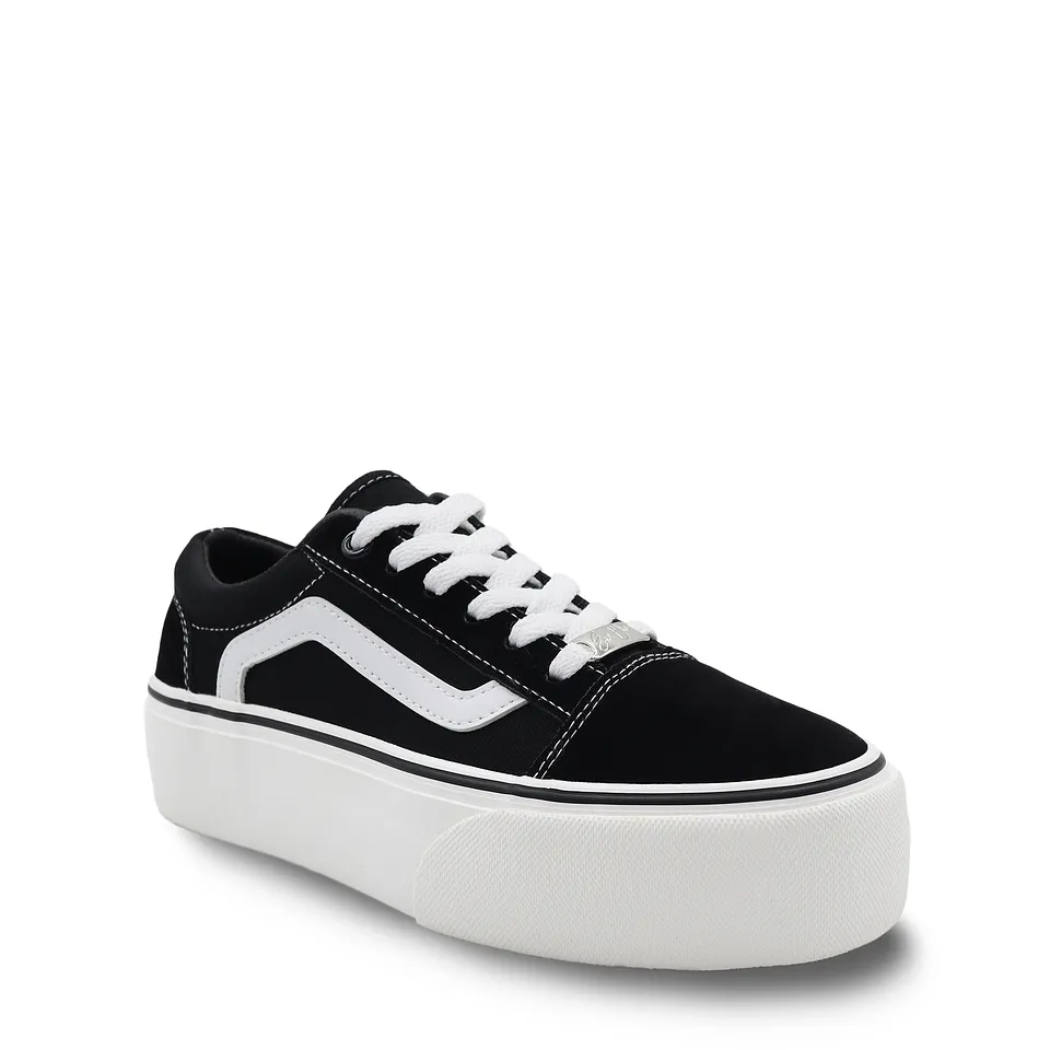 Zapatilla Vieja Eskuela Negro Con Plataforma