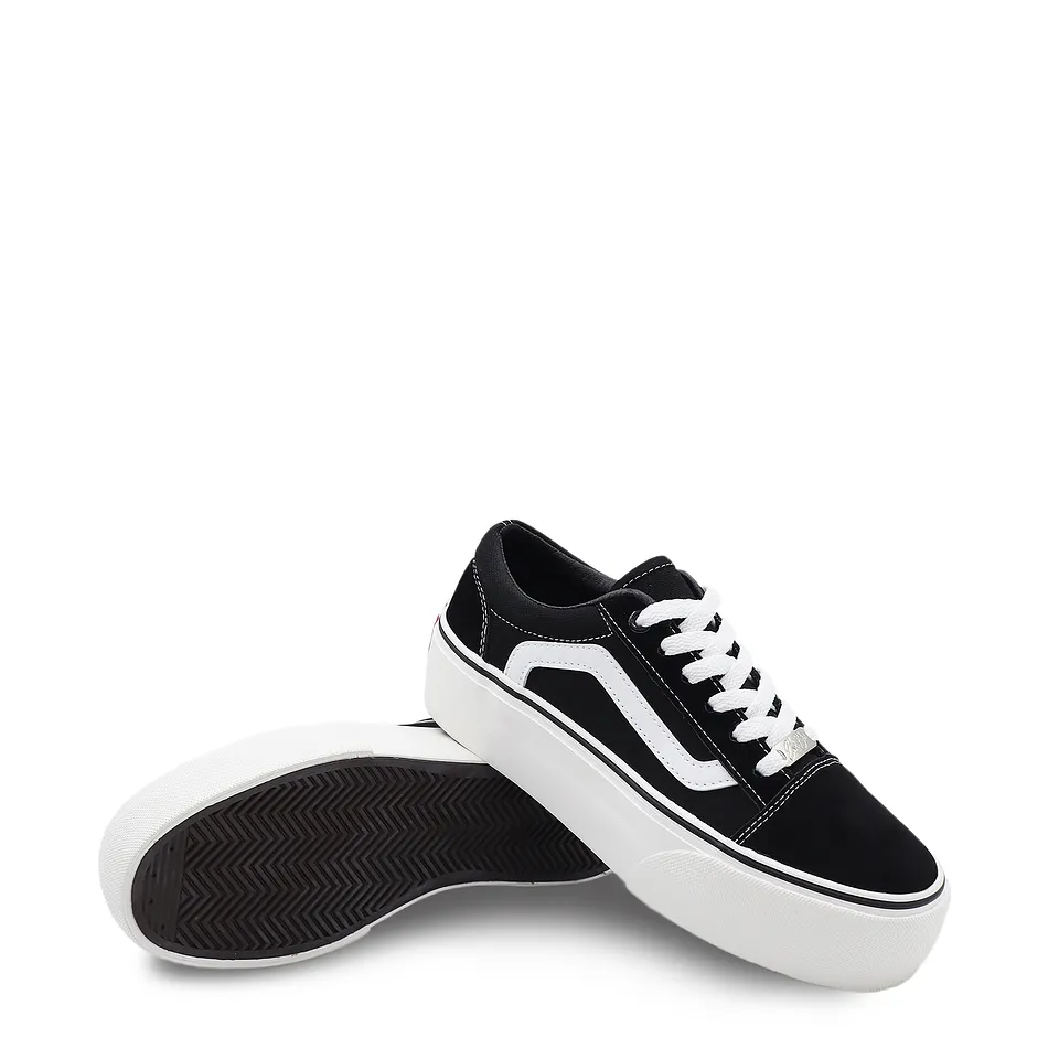 Zapatilla Vieja Eskuela Negro Con Plataforma