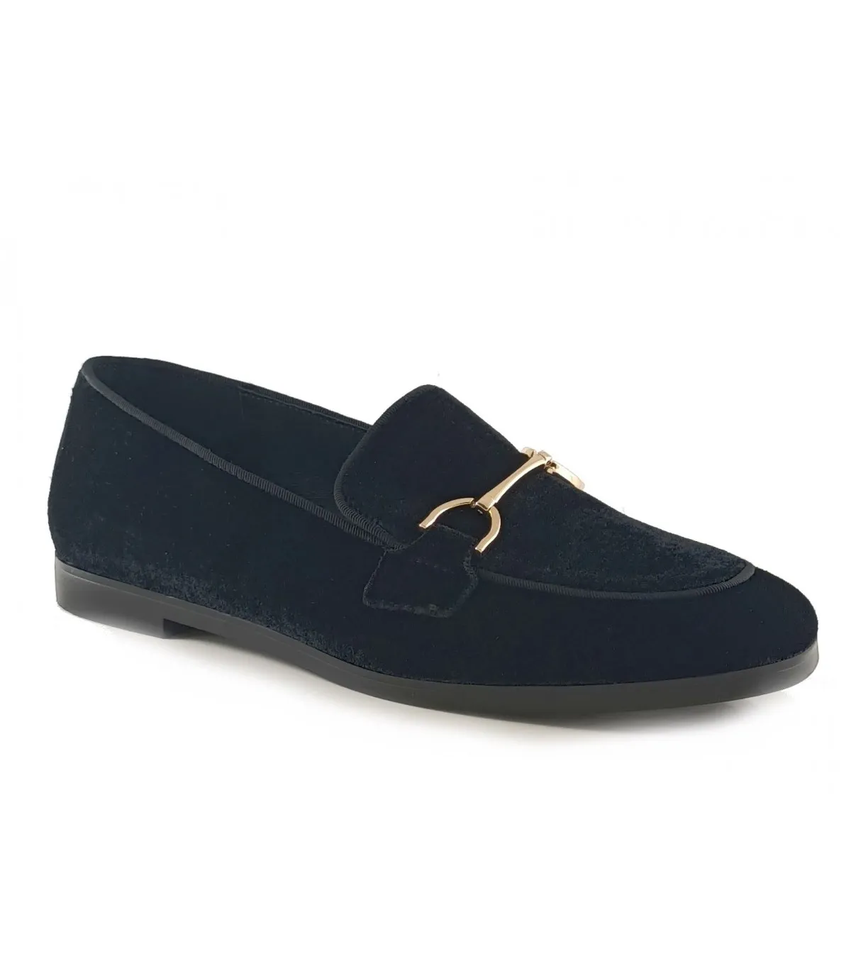 Zapato mocasín en terciopelo negro