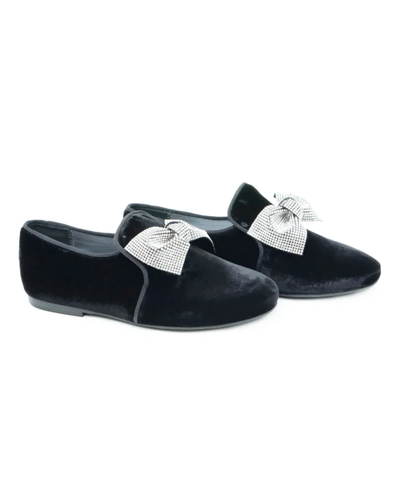Zapatos Niña ELI Terciopelo Negro Lazo