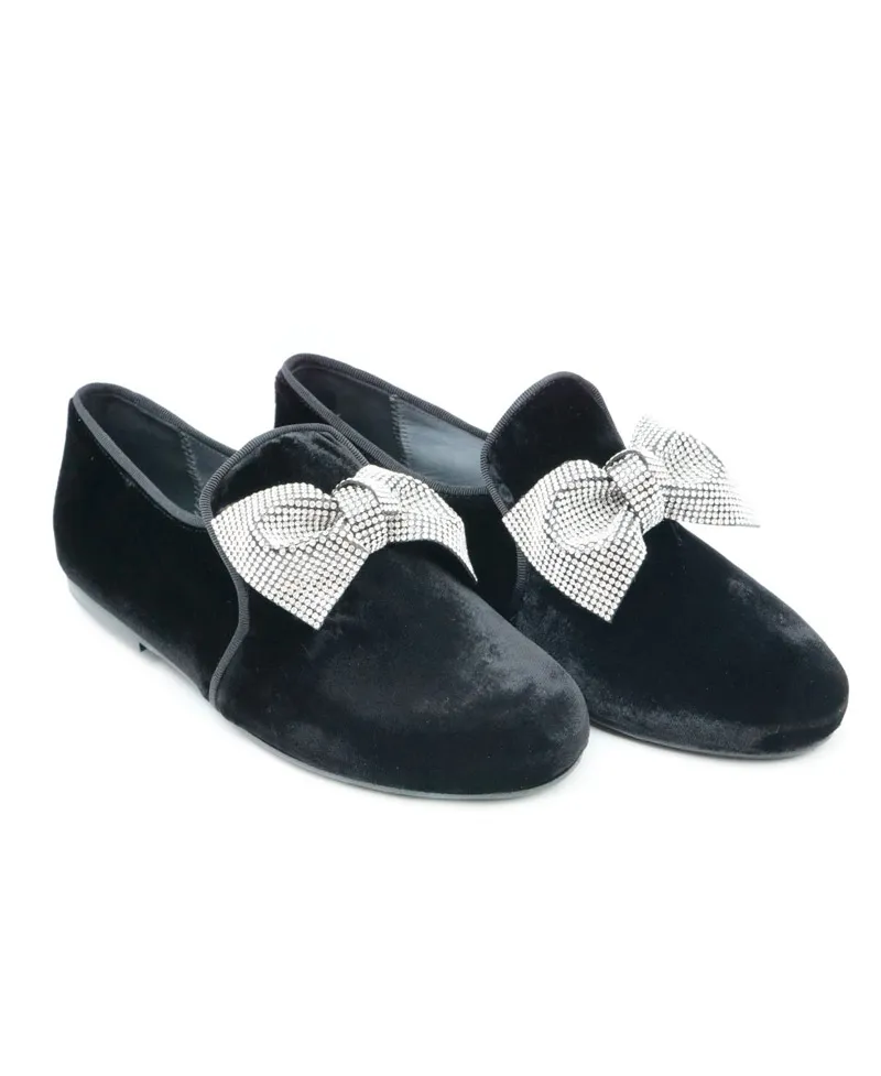 Zapatos Niña ELI Terciopelo Negro Lazo
